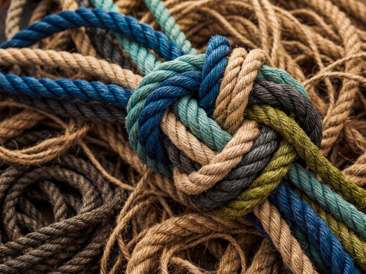 Tangled ropes representing consortium disputes.